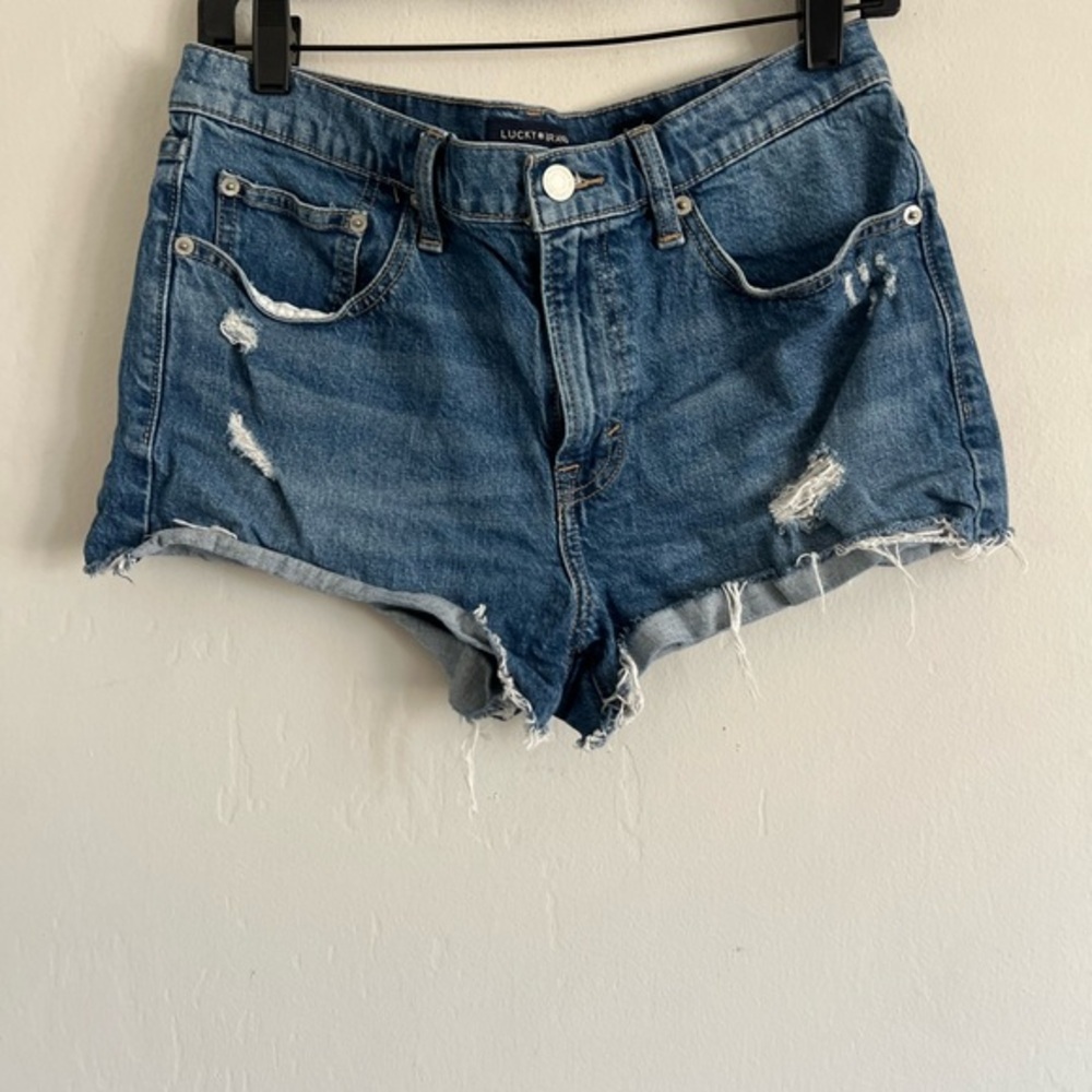 Lucky Brand Mid Rise Cut Off Denim Shirts Sz 8/29